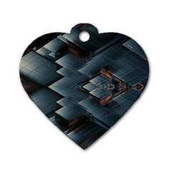 Background Pattern Geometric Glass Mirrors Dog Tag Heart (one Side) by Ravend