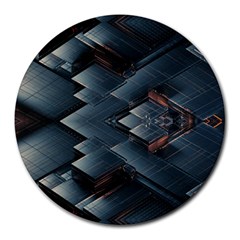 Background Pattern Geometric Glass Mirrors Round Mousepad