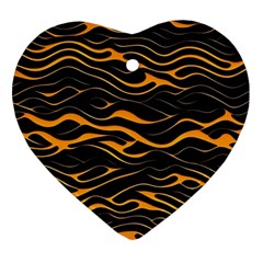 Waves Pattern Golden 3d Abstract Halftone Ornament (heart) by Ravend