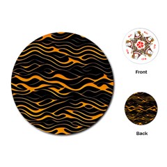 Waves Pattern Golden 3d Abstract Halftone Playing Cards Single Design (round)