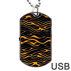 Waves Pattern Golden 3d Abstract Halftone Dog Tag Usb Flash (one Side)