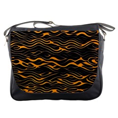 Waves Pattern Golden 3d Abstract Halftone Messenger Bag