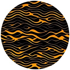 Waves Pattern Golden 3d Abstract Halftone Wooden Puzzle Round