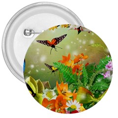 Floral Flowers Nature Plants Decorative Design 3  Buttons