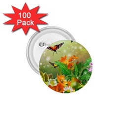 Floral Flowers Nature Plants Decorative Design 1 75  Buttons (100 Pack) 