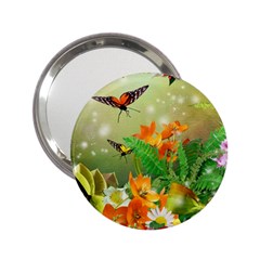 Floral Flowers Nature Plants Decorative Design 2.25  Handbag Mirrors