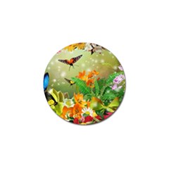 Floral Flowers Nature Plants Decorative Design Golf Ball Marker