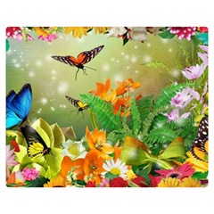 Floral Flowers Nature Plants Decorative Design Premium Plush Fleece Blanket (medium) by Ravend