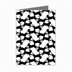 Playful Pups Black And White Pattern Mini Greeting Card by dflcprintsclothing