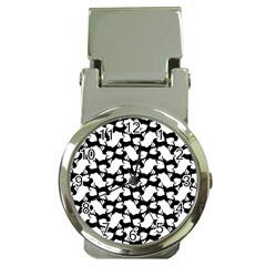 Playful Pups Black And White Pattern Money Clip Watches by dflcprintsclothing