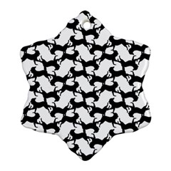 Playful Pups Black And White Pattern Snowflake Ornament (two Sides) by dflcprintsclothing