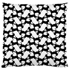 Playful Pups Black And White Pattern Large Cushion Case (one Side) by dflcprintsclothing