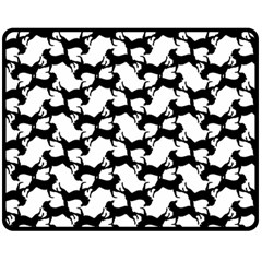 Playful Pups Black And White Pattern Fleece Blanket (medium) by dflcprintsclothing