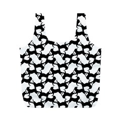 Playful Pups Black And White Pattern Full Print Recycle Bag (m) by dflcprintsclothing