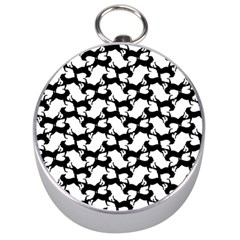 Playful Pups Black And White Pattern Silver Compasses by dflcprintsclothing