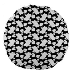 Playful Pups Black And White Pattern Large 18  Premium Flano Round Cushions by dflcprintsclothing