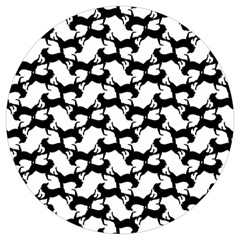 Playful Pups Black And White Pattern Round Trivet by dflcprintsclothing