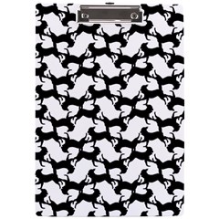 Playful Pups Black And White Pattern A4 Acrylic Clipboard by dflcprintsclothing