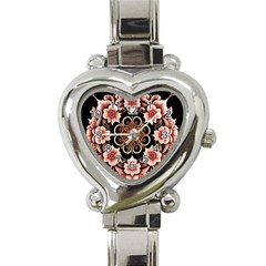 Floral Pattern Flowers Spiral Pattern Beautiful Heart Italian Charm Watch