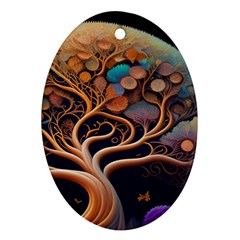 Trees Dream Art Intricate Patterns Digital Nature Ornament (oval)