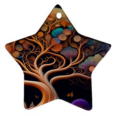 Trees Dream Art Intricate Patterns Digital Nature Ornament (star)