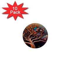 Trees Dream Art Intricate Patterns Digital Nature 1  Mini Magnet (10 Pack)  by Ravend