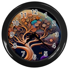 Trees Dream Art Intricate Patterns Digital Nature Wall Clock (black)