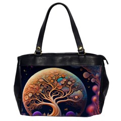 Trees Dream Art Intricate Patterns Digital Nature Oversize Office Handbag (2 Sides) by Ravend