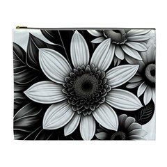 Sketch Flowers Art Background Photorealistic Cosmetic Bag (xl)