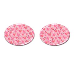 Valentine Romantic Love Watercolor Pink Pattern Texture Cufflinks (oval)