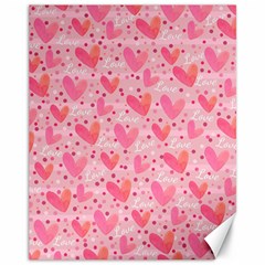 Valentine Romantic Love Watercolor Pink Pattern Texture Canvas 11  X 14 