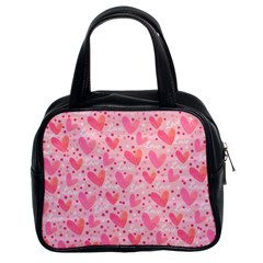 Valentine Romantic Love Watercolor Pink Pattern Texture Classic Handbag (two Sides) by Ravend