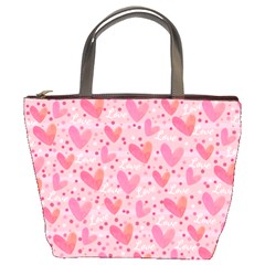 Valentine Romantic Love Watercolor Pink Pattern Texture Bucket Bag