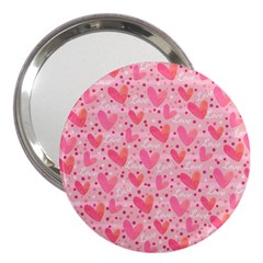 Valentine Romantic Love Watercolor Pink Pattern Texture 3  Handbag Mirrors
