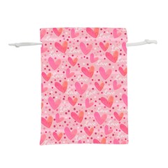 Valentine Romantic Love Watercolor Pink Pattern Texture Lightweight Drawstring Pouch (s) by Ravend