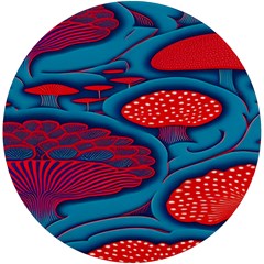 Vintage Ornate Mushroom Leafage Wallpaper Uv Print Round Tile Coaster