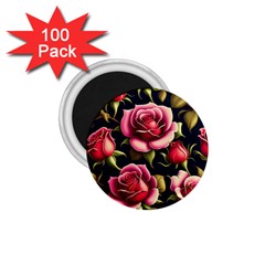 Roses Flowers Pattern Background 1 75  Magnets (100 Pack) 