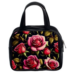 Roses Flowers Pattern Background Classic Handbag (two Sides)