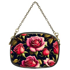 Roses Flowers Pattern Background Chain Purse (two Sides)