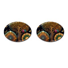 Trees Dream Generative Art Intricate Patterns Cufflinks (oval)