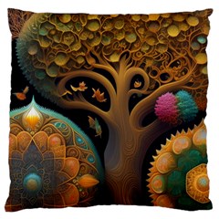 Trees Dream Generative Art Intricate Patterns Large Premium Plush Fleece Cushion Case (two Sides)