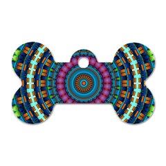 Mandela Kaleidoscope Squares Geometric Shapes Dog Tag Bone (two Sides)