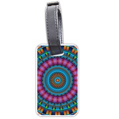 Mandela Kaleidoscope Squares Geometric Shapes Luggage Tag (one Side) by Ravend