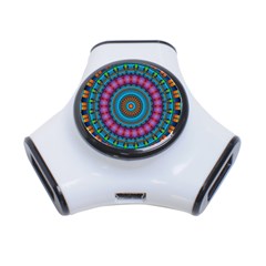 Mandela Kaleidoscope Squares Geometric Shapes 3-port Usb Hub