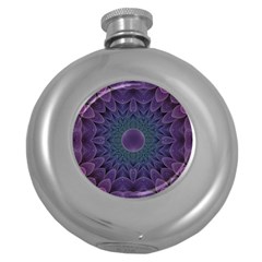 Geometric Shapes Geometric Pattern Flower Pattern Round Hip Flask (5 Oz) by Ravend