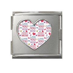 Love Mom Happy Mothers Day I Love Mom Graphic Mega Link Heart Italian Charm (18mm) by Ravend