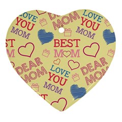 Love Mom Happy Mothers Day I Love Mom Graphic Pattern Heart Ornament (two Sides)