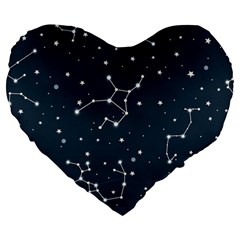 Constellation Stars Art Pattern Design Wallpaper Large 19  Premium Flano Heart Shape Cushions by Ravend