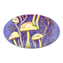 Glamour And Enchantment In Every Color Of The Mushroom Rainbow Oval Magnet by GardenOfOphir