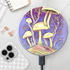 Glamour And Enchantment In Every Color Of The Mushroom Rainbow Wireless Fast Charger(white) by GardenOfOphir